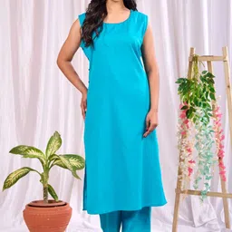 MissKurti Round Neck Pure Cotton Tunic With Trousers Co-Ords-image-17
