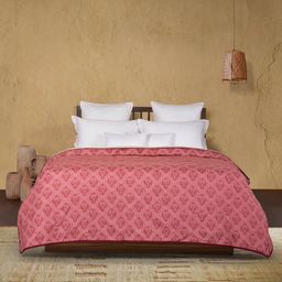 MYTRIDENT Pink & Red Ethnic Motifs Printed Cotton 176 TC AC Room Double Bed Dohar-16