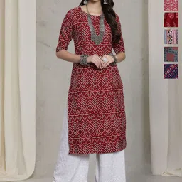 7Threads Women Ethnic Motifs Printed Thread Work Floral Crepe Kurta-image-101