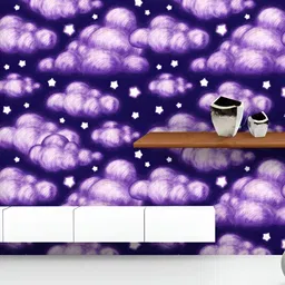ArtzFolio Printed UV-Resistant Anti-Bacterial Night Sky Clouds & Stars Peel & Stick Wallpaper-image-79