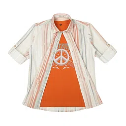 CAVIO Boys Spread Collar Abstract Printed Cotton Casual Shirts & T-Shirt-image-84