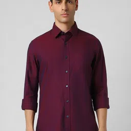 Van Heusen Sport Men Spread Collar Solid Cotton Slim Fit Casual Shirt-image-69