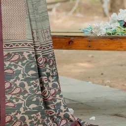 KALINI Ethnic Motifs Silk Blend Block Print Saree image 5