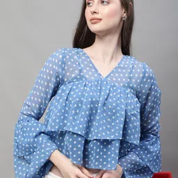 4WRD by Dressberry Polka Dot Printed Flared Sleeve Top-picture-14