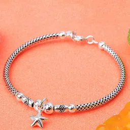 Elegante kids Girls 925 Sterling Silver Rhodium-Plated Charm Bracelet-image-47