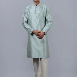 azania Self Design Mandarin Collar Straight Kurta with Pyjamas-picture-6