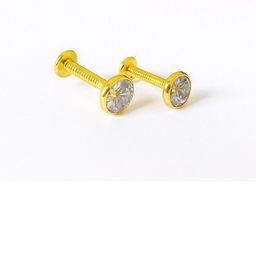 maan Gold-Plated American Diamond Studded Circular Shaped Studs-image-18