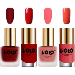 VOLO Set Of 4 Velvet Matte & Extra Shine Nail Polish - 8 ml Each - 22 - 41 - 36 - 49-25