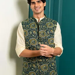 Shasak Mandarin Neck Embroidered Nehru Jacket-15