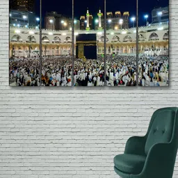 SAF Navy Blue & White 5 Pieces Islamic Printed Wooden Religious Wall Paintings-image-7