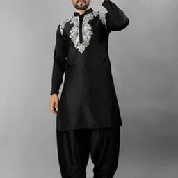 BALAJI CREATION Men Embroidered Regular Pure Cotton Kurta with Salwar-picture-9