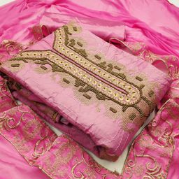 HERE&NOW Floral Embellished Beads and Stones Unstitched Dress Material-image-2