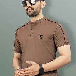 VeBNoR Mandarin Collar Short Sleeves T-shirt-picture-28