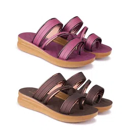 BERSACHE Women Set Of 2 One Toe Flats-image-5