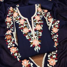 SHADOW & SAINING Embroidered Pure Silk Semi-Stitched Dress Material-image-17