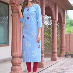 IKRASS Women Floral Embroidered Gotta Patti Kurta-picture-33