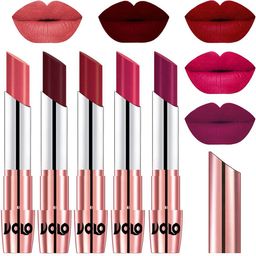 VOLO Set Of 5 Creme Matte Lipstick-Dark Peach37-Maroon 42-Red43-Passion Pink 44-Magenta 45-35