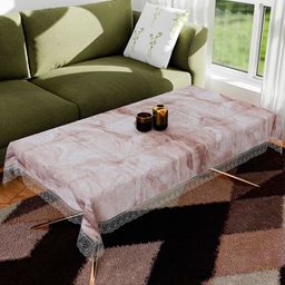 Kuber Industries Brown Anti-Skid Plastic 4-Seater Table Cover-85