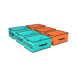 Aura Green & Orange Colored 6 Pieces Storage Box Organisers-image-99