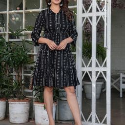 NNAVDHA Print A-Line Dress-17