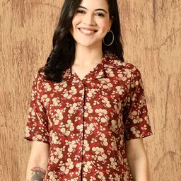 Anouk Rustic Floral Printed Pure Cotton Shirt Style Top-picture-13