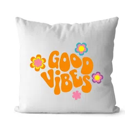 Loops n knots White & Orange-Coloured Good Vibes Printed Pre-FilledCushion-picture-30