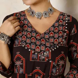 PARTHVI Ethnic Motifs Printed Mirror Work Pure Cotton Kurta With Trousers With Dupatta image 4