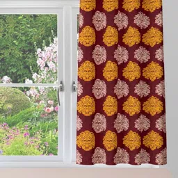 POORAK Red Geometric Sheer Window Curtain-image-35