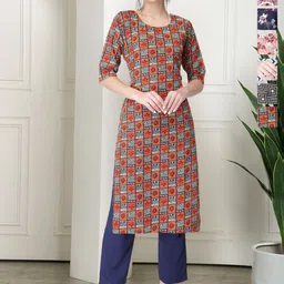 7Threads Selection Of 6 Floral Printed Round Neck Straight Kurtas-image-33