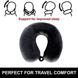 Kuber Industries Grey U-Shaped Memory Foam Filled Cotton Travel Pillow image 2