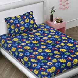 Myntra Elegant Homes Blue & Yellow Printed Woollen Single Bedsheet Set 2.2 m x 1.5 m-picture-7