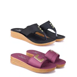 BERSACHE Set Of 2 Open Toe Flats-11