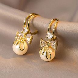 PolluxCraft Gold-Plated Beaded Geometric Studs Earrings-6