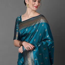 VILLAGIUS Woven Design Zari Pure Silk Kanjeevaram Saree-image-15