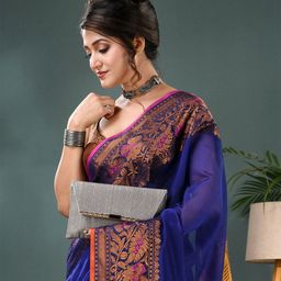 DESH BIDESH Woven Design Zari Kanjeevaram Saree with Blouse Piece-picture-40