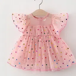 LULU & SKY Polka Dot Print Cold-Shoulder Fit & Flare Dress-picture-12