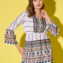 DIMPY GARMENTS Printed V-Neck Comfort Opaque Printed Casual Top-image-24
