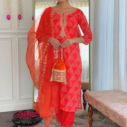 KALINI Women Embroidered Regular Thread Work Kurta with Trousers & With Dupatta-image-11