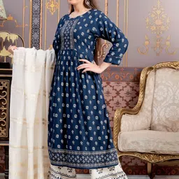 Aarika Girls Floral Printed Regular Kurta with Palazzos & With Dupatta image 3