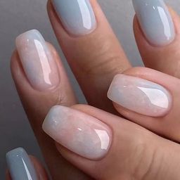 The Pink Truck Set Of 24 Artificial Reusable Nails-Natural Pink With Blue Tint-63