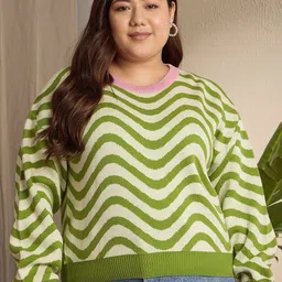 Berrylush Curve Women Round Neck Plus Size Pullover-image-17