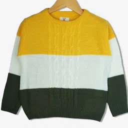 Bodycare Boys Colourblocked Woollen Full Sleeves Round Neck Pullover Sweaters-picture-4