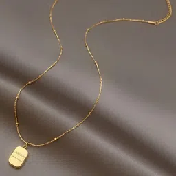 KARISHMA KREATIONS Gold-Plated Stainless Steel Square Shaped Pendant with Chain-picture-20