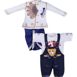 Amacart Unisex Kids Ethnic Motifs Thread Work Kurta with Dhoti Pant And Dungaree Set-36