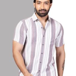 D Finish Smart Vertical Striped Spread Collar Casual Shirt-image-61