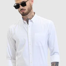 Snitch Men Smart Slim Fit Spread Collar Solid Cotton Formal Shirt-image-98