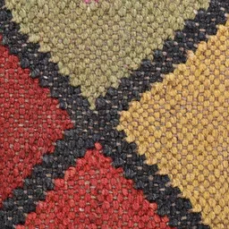 Trade Star Yellow & Red Geometric Printed Square Jute Cotton Cushion Covers-12