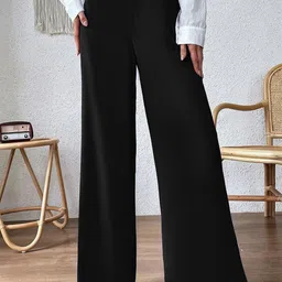 KERI PERRY Women Relaxed Straight Leg High-Rise Wide Leg Flat-Front Korean Pants-picture-9
