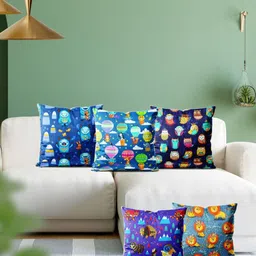ArtzFolio Multicoloured Set of 5 Velvet Square Cushion Covers-5