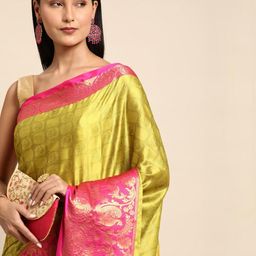 KALINI Olive Silk Cotton Woven Design Sarees-picture-30